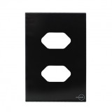 Placa p/ 2 Tomadas Separadas 4x2 - Novara Glass Preto Grafite
